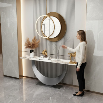Consoles de designer de luxe Table console moderne en acier inoxydable Design Argent