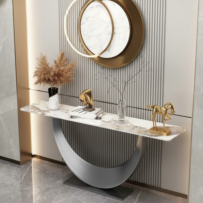 Consoles de designer de luxe Table console moderne en acier inoxydable Design Argent