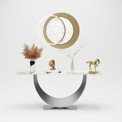 Consoles de designer de luxe Table console moderne en acier inoxydable Design Argent
