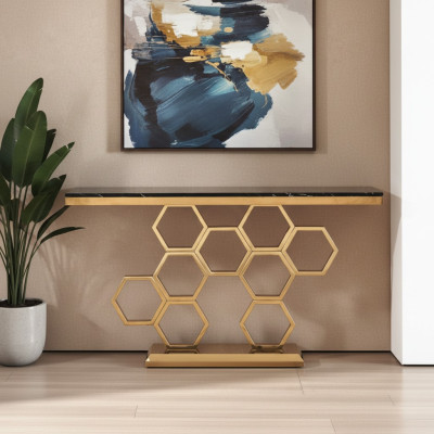 Console en acier inoxydable doré Mobilier de salon Consoles 140cm nouveau