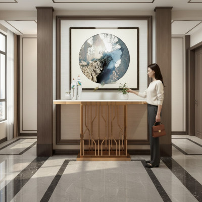 Table console de luxe design en acier inoxydable Or moderne nouveau