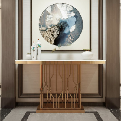 Table console de luxe design en acier inoxydable Or moderne nouveau