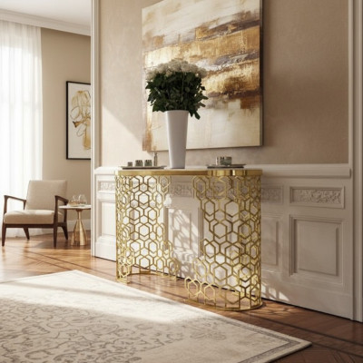 Console de luxe Design Consoles Mobilier Table Buffet Meubles Or
