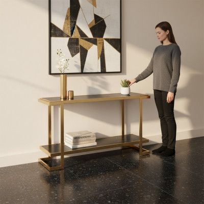 Table console de salon moderne en acier inoxydable de luxe doré