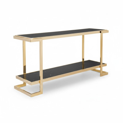 Table console de salon moderne en acier inoxydable de luxe doré
