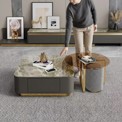 Mobilier de salon de luxe gris, table basse de design nouvelle pour tables basses, table de café