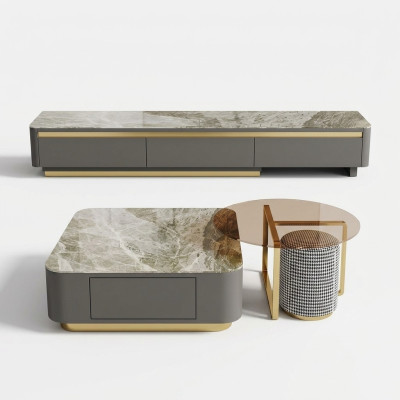 Mobilier de salon de luxe gris, table basse de design nouvelle pour tables basses, table de café