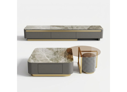 Mobilier de salon de luxe gris, table basse de design nouvelle pour tables basses, table de café