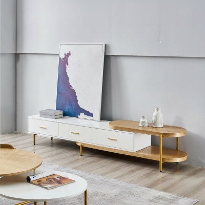 Meuble TV Buffet bas Tiroirs Étagères Commode Table Salon Bois Design