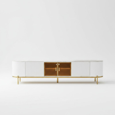 Meuble TV de luxe, meuble bas pour télévision, buffet, en bois blanc, moderne