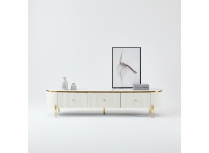 Support TV Meuble TV TV Cabinet Meuble Bas Blanc Moderne Salle de séjour Buffet Bois Neuf