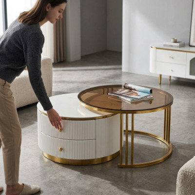 Table basse Salon Mobilier de luxe en bois Tables à café Tables à café 80x40.5 Table