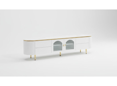 Support pour TV oval Meuble TV bas Buffet TV Sideboard Salon Meuble en bois