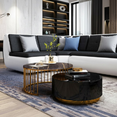 Table basse moderne Ameublement Salon Mobilier Tables Noires