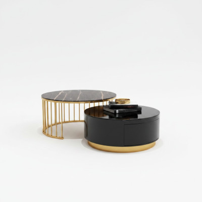 Table basse moderne Ameublement Salon Mobilier Tables Noires