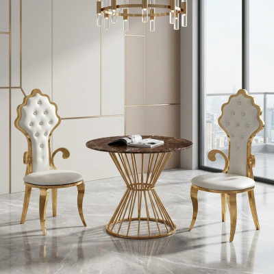 Table à manger Table basse Salon Or Luxe Design Table ronde en acier inoxydable