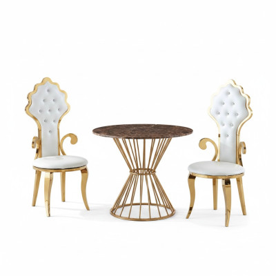 Table à manger Table basse Salon Or Luxe Design Table ronde en acier inoxydable