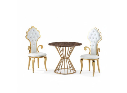Table à manger Table basse Salon Or Luxe Design Table ronde en acier inoxydable
