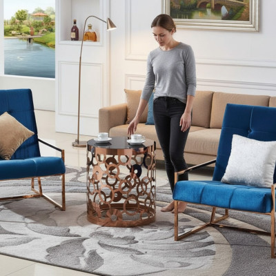Table basse Table basse Table d'appoint Table design en acier inoxydable Or nouveau
