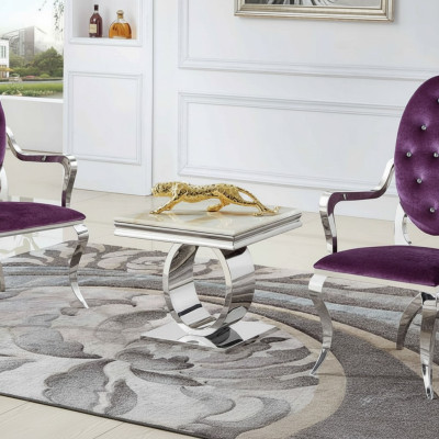 Table basse Design Style Argent Table Salon Mobilier Moderne en Acier Inoxydable