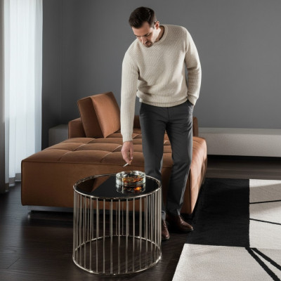 Table d'appoint Design Table basse Design Salon Moderne en acier inoxydable.