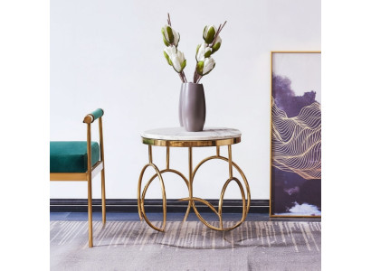 Table d'appoint Table d'appoint Mobilier design Or Table ronde en acier inoxydable