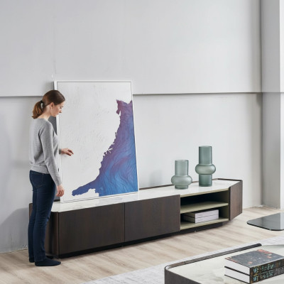 Buffet de luxe pour télévision, meuble bas pour salon en bois, design moderne.