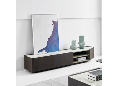 Buffet de luxe pour télévision, meuble bas pour salon en bois, design moderne.