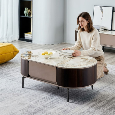 Table basse Designer Brauner Salon Mobilier en bois Table d'appoint nouveau
