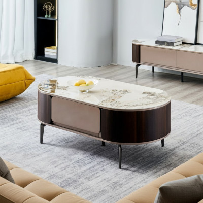 Table basse Designer Brauner Salon Mobilier en bois Table d'appoint nouveau