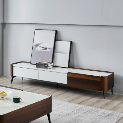 Meuble TV Meuble TV Lowboard Blanc Table en bois Salon moderne Buffet