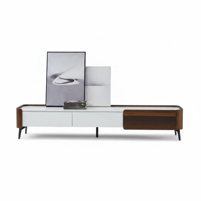 Meuble TV Meuble TV Lowboard Blanc Table en bois Salon moderne Buffet