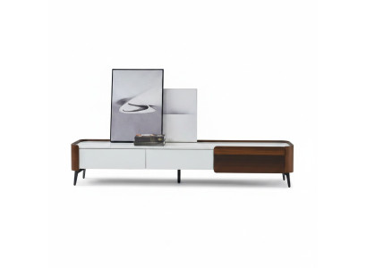Meuble TV Meuble TV Lowboard Blanc Table en bois Salon moderne Buffet