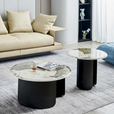 Table basse de luxe en marbre pour salon. Design de table basse en marbre pour salle de séjour. Nouveau meuble de salon.