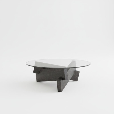 Table basse Design Meuble de luxe noir moderne pour la salle de séjour en bois et en verre.