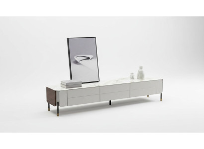 Meuble TV - Meuble bas pour téléviseur - Buffet en bois moderne blanc pour salon.