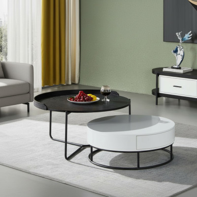 Table Basse Table d'Appoint Café Design Luxe Tables Rondes 2x Ensemble Moderne Neuf