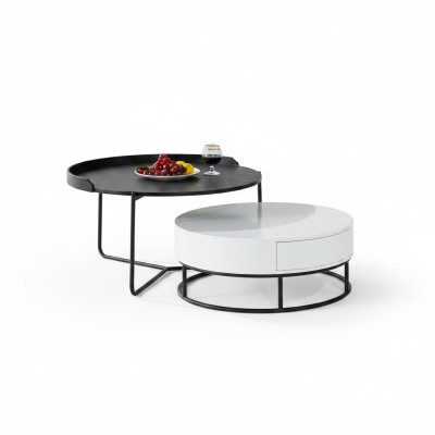 Table Basse Table d'Appoint Café Design Luxe Tables Rondes 2x Ensemble Moderne Neuf
