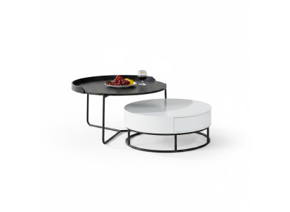 Table Basse Table d'Appoint Café Design Luxe Tables Rondes 2x Ensemble Moderne Neuf