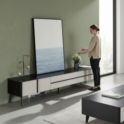 Meuble de salon en bois moderne, meuble bas pour télévision, armoire télé.