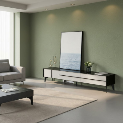 Meuble de salon en bois moderne, meuble bas pour télévision, armoire télé.