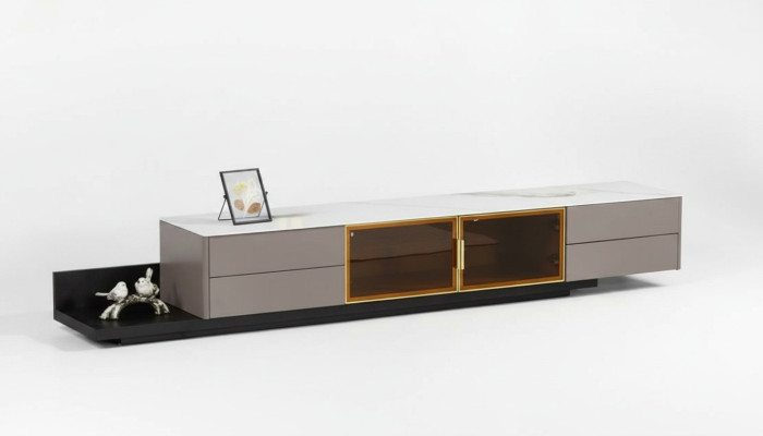 Meubles de salon modernes Meuble TV Lowboard Armoire Étagère Mobilier en bois Gris neuf