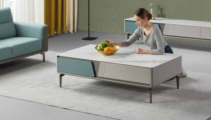 Table basse Design Table Tables Salon Table en bois Gris neuf