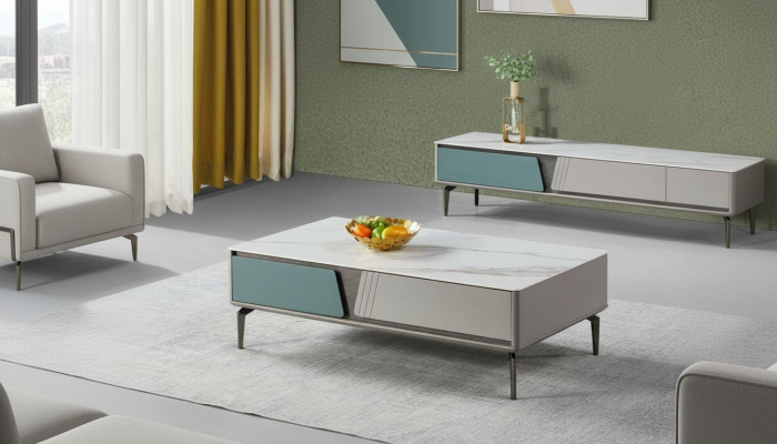 Table basse Design Table Tables Salon Table en bois Gris neuf