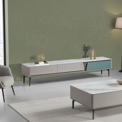 Meuble de salon gris Buffet Bahut Meuble TV Armoire TV Meuble bas de télé Meuble TV neuf