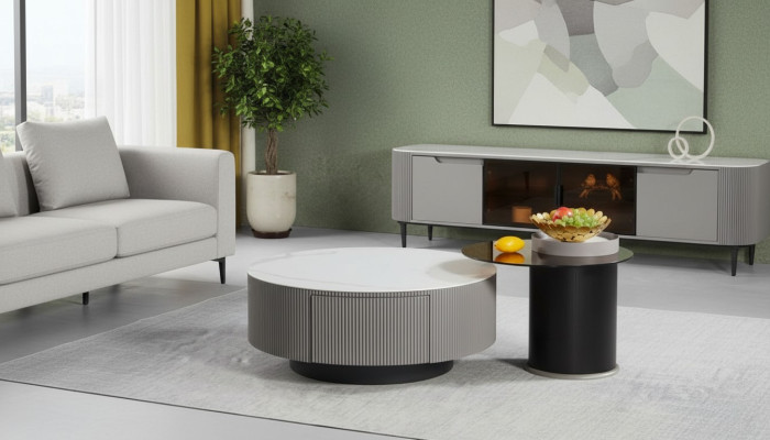 Ensemble rond de 2 tables basses Table basse Table d'appoint Design Salon