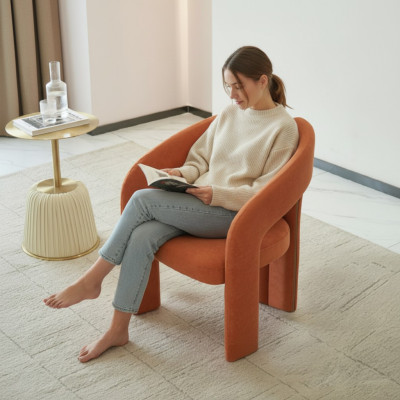 Fauteuil orange de salon Chaise Siège unique Rembourrage Siège Meubles Salon Détente