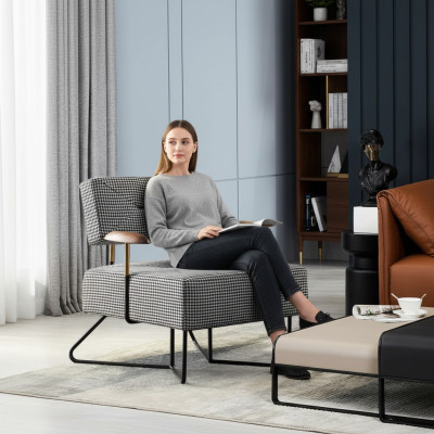 Fauteuil chaise Rembourrage Télévision Textile Bois Tissu Conception Salon Club Détente