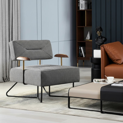 Fauteuil chaise Rembourrage Télévision Textile Bois Tissu Conception Salon Club Détente