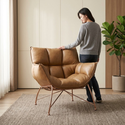 Siège de fauteuil à ailes Canapé Repose-pieds Véritable canapé Rembourrage Lounge Relax Siège neuf